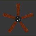 Stylish Ceiling Fan With Red Wooden Blades And Black Motor Housing
