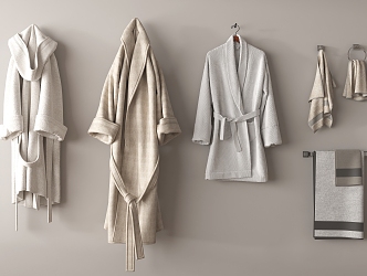 Bathrobe Towel Rack Towels Bathrobe Bathroom Supplies 3d model