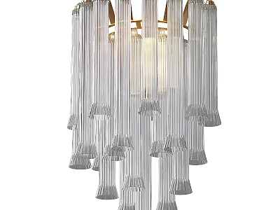 Elegant Modern Wall Light With Transparent Glass Tubes And Gold Accents 3d model