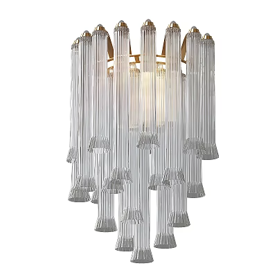 Elegant Modern Wall Light With Transparent Glass Tubes And Gold Accents 3d model