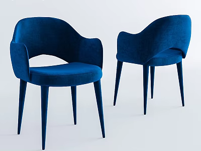 Elegant Modern Blue Velvet Armchairs With Slim Legs And Curved Armrests Design 3d model
