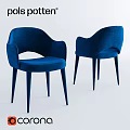 Elegant Modern Blue Velvet Armchairs With Slim Legs And Curved Armrests Design