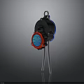 Mechanical Component Design With Blue Circular Panel Red Frame Hanging Hook And Metal Stand