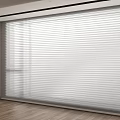 White Venetian Blinds in Modern Interior Window with Natural Light and Wooden Floor