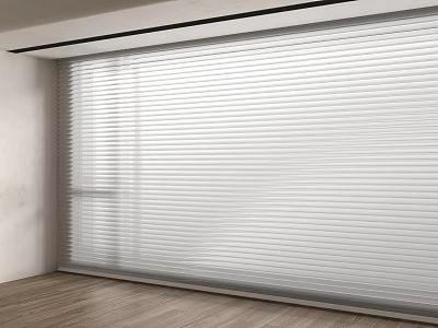 White Venetian Blinds in Modern Interior Window with Natural Light and Wooden Floor 3d model