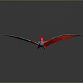 Red and Blue Pterosaur Model with Spread Wings in Gray Background Reflection 3d model