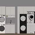 Modern Laundry Room Design With Washing Machine Dryer Cabinets And Sink
