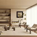 Minimalist Modern Living Room Interior With Sofa Bookshelf And Plants