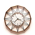 Modern Golden Geometric Wall Clock With Octagonal Frame And Radial Lines