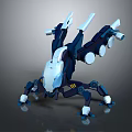 Sci Fi Mechanical Spider Creature With Blue White Exoskeleton And Multi Legs 3d model