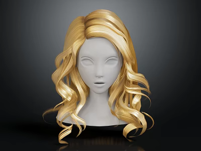 Realistic Human Head Mannequin With Natural Looking Golden Curly Hair Wig 3d model