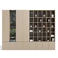 Modern Minimalist Light Wood Display Cabinet With Glass Front And Open Shelving