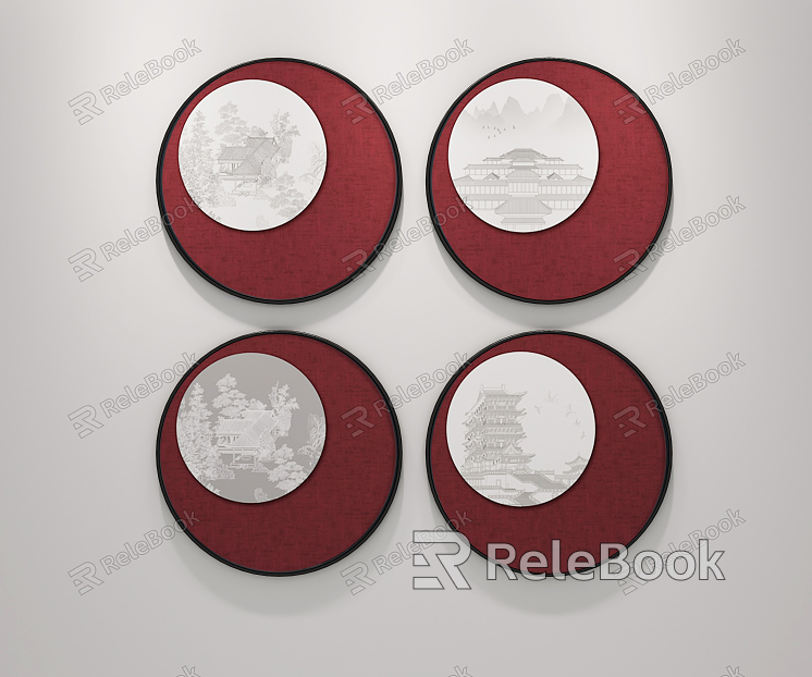 New Chinese Round Frame Painting Round Decorative Painting model