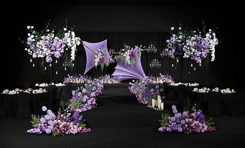 Modern Wedding Scene Purple Niche Wedding 3d model