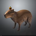 Cute Capybara Character 3D Model With Small Pumpkin On Head 3d model