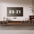 Modern TV Stand With TV Table Lamp Decorative Items And Green Plant