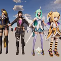 Vibrant Game And Movie Characters With Diverse Outfits Swords And Unique Features
