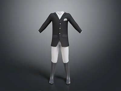 Equestrian Riding Outfit With Black Jacket White Pants And Black Boots 3d model