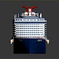 Elegant Modern Cruise Ship With Multiple Decks Red Accents And Amenities