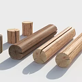 Various Natural Wooden Logs And Posts In Different Shapes And Textures