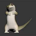 Reptile 3D Model With Light Colored Body Standing Posture And Large Eyes On Dark Background