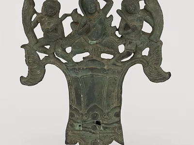 Traditional Bronze Decorative Ornament Set With Intricate Carved Figures For Home 3d model