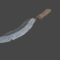 Hand Forged Rustic Knife Featuring Textured Metal Blade And Wooden Handle