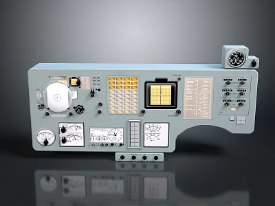 Professional Electronic Control Panel With Multiple Buttons Knobs Display And Interfaces 3d model