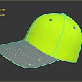 Neon Yellow Baseball Cap With Reflective Stars On Gray Brim And Smooth Surface Design