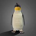 King Penguin With Black And White Feathers And Yellow Neck Standing On Gray Background