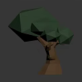 Cartoon Scene Featuring Low Poly Tree With Green Crown And Brown Trunk 3d model