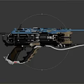 Blue Sci Fi Weapon With Complex Mechanical Structure And Futuristic Design
