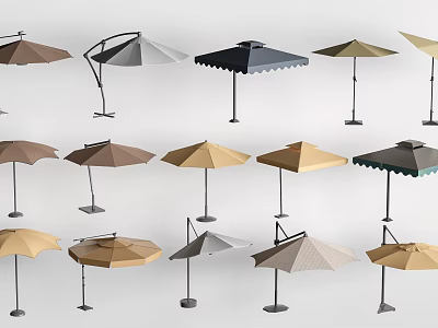 Stylish Outdoor Garden Umbrellas With Various Colors And Designs 3d model