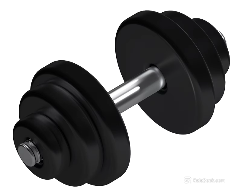Adjustable Black Dumbbell With Silver Bar For Home Gym Strength Training 3d model 