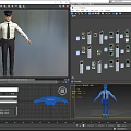 Realistic Game Movie Character In White Shirt Black Tie With Utility Belt Cap Arms Outstretched