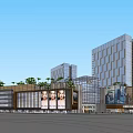 Modern Office Building Complex With Twin Towers Green Plaza And Open Spaces