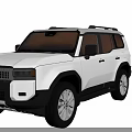 Toyota White Off Road SUV With Roof Rack Distinctive Grille And Orange Seats