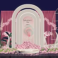 Romantic Valentine's Photo Check In Spot With Pink Arch Flowers And Decorations