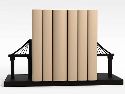 Modern Technology Exhibition Hall With Beige Vertical Panels Black Supports And Bridge Like Black Frames 3d model
