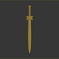Golden Decorative Sword With Ornate Hilt And Shiny Blade On Gradient Gray Background