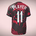 Red And Black Sports Jersey With Geometric Patterns And Number Eleven
