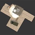 Modern Military Watchtower Structure With Wooden Platform And Green Vehicle Design