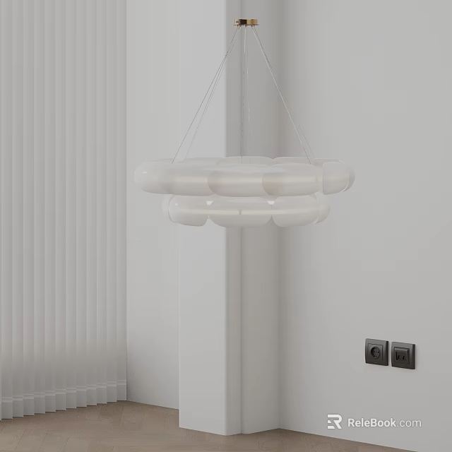 Modern Pendant Light With Transparent Cylindrical Parts Hanging In White Room 3d model 