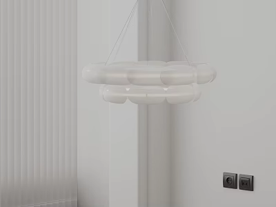 Modern Pendant Light With Transparent Cylindrical Parts Hanging In White Room 3d model