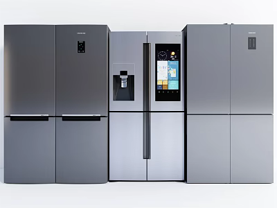 Various Modern Stainless Steel Refrigerators with French Door and Multi Door Designs 3d model