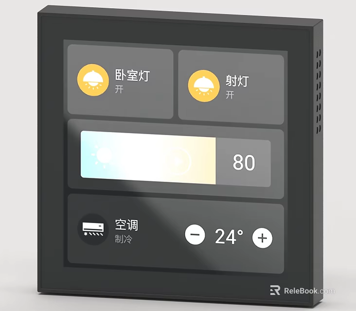 Smart Home Switch Panel With Bedroom Light Spotlight Control Air Conditioner And Temperature 3d model 