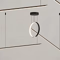 Modern Minimalist Pendant Light With Circular Illuminated Ring And Gray Wall Background 3d model