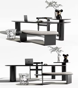 Modern desk chair desk chair combination 3d model