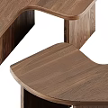 Modern Minimalist Wooden Curved Tables With Walnut Structure And Smooth Surface