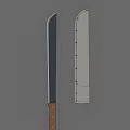 Two Different Knives With Long Wooden Handle And Perforated Metal Blade Design